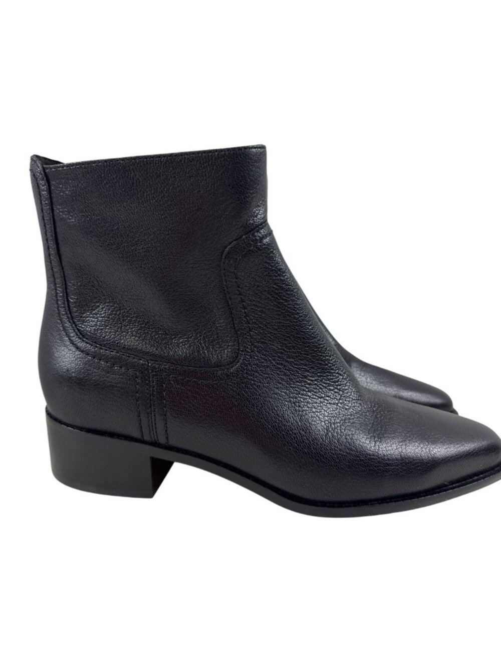 Cole Haan Naia Black Leather Ankle Booties Pointed Toe Block Heel 7B W31009 NEW